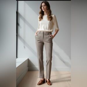 Rafaella Cream Top and Tan Straight Leg Pants